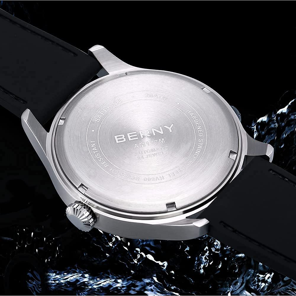 BERNY Men's Automatic Mechanical Watch Self Winding Watches Water Proof 20ATM Sapphire Glass Scratch Resistant Super Luminous with Oversize Dial(No Battery Required - Image 6